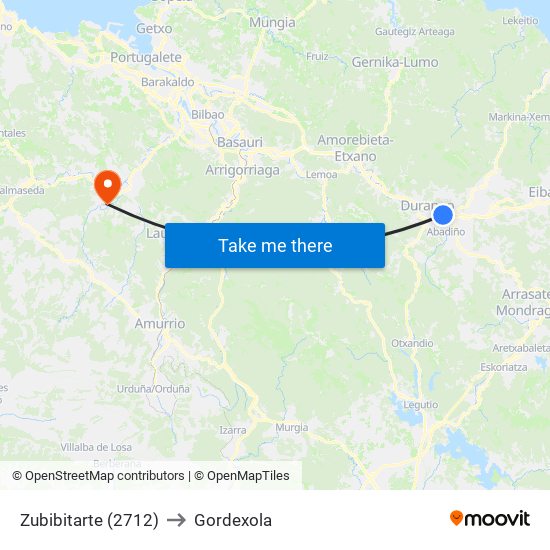 Zubibitarte (2712) to Gordexola map