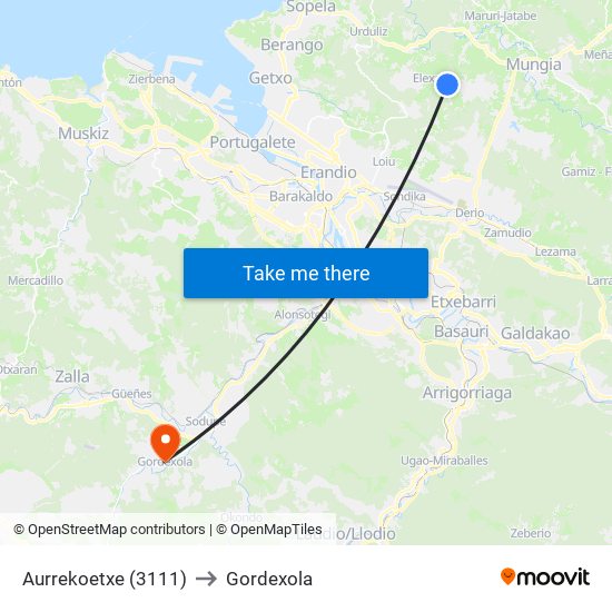 Aurrekoetxe (3111) to Gordexola map