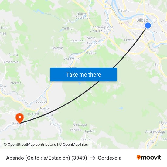 Abando (Geltokia/Estación) (3949) to Gordexola map