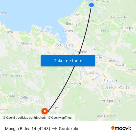 Mungia Bidea 14 (4248) to Gordexola map