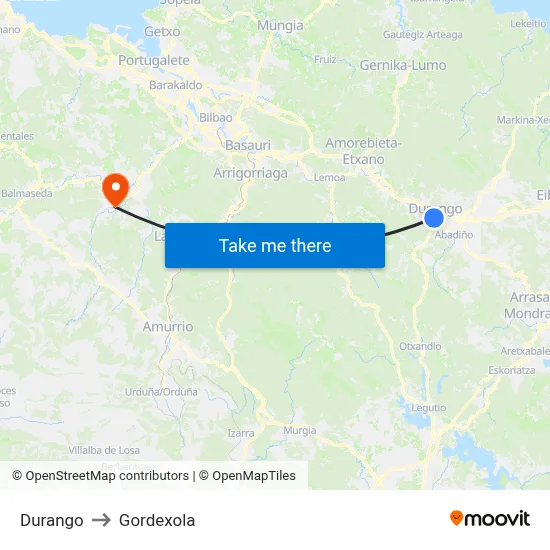 Durango to Gordexola map