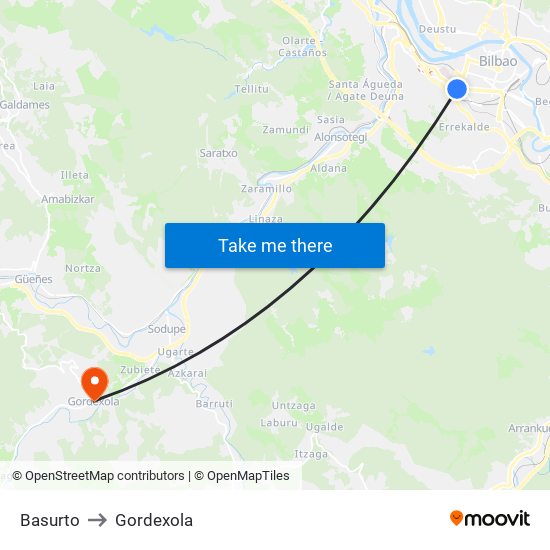 Basurto to Gordexola map