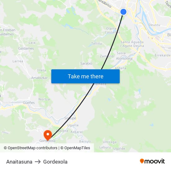 Anaitasuna to Gordexola map