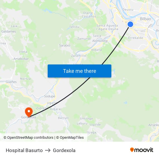 Hospital Basurto to Gordexola map