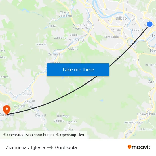Zizeruena / Iglesia to Gordexola map