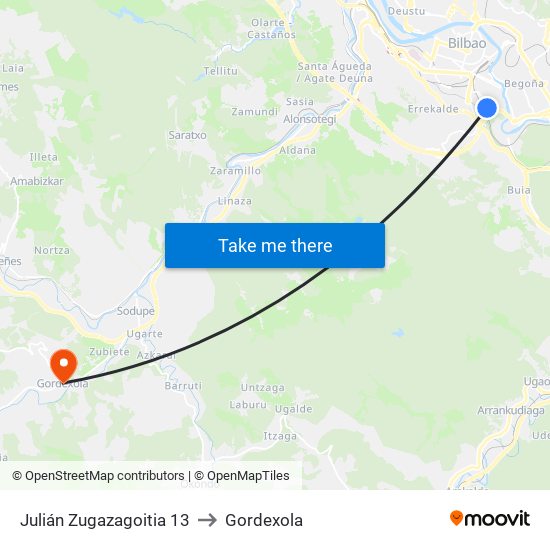 Julián Zugazagoitia 13 to Gordexola map