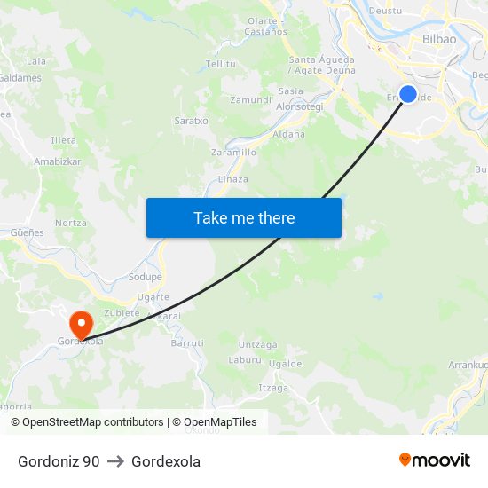 Gordoniz 90 to Gordexola map