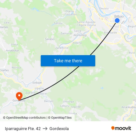 Iparraguirre Fte. 42 to Gordexola map