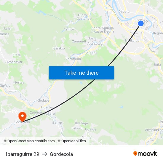 Iparraguirre 29 to Gordexola map