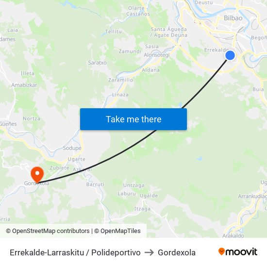 Errekalde-Larraskitu / Polideportivo to Gordexola map