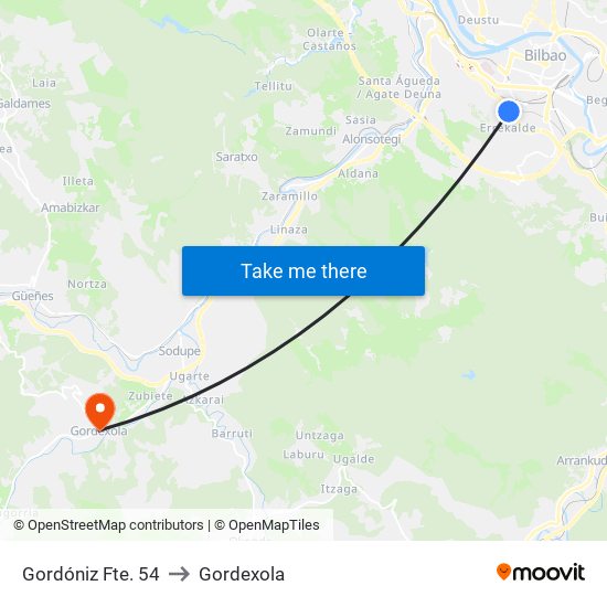 Gordóniz Fte. 54 to Gordexola map