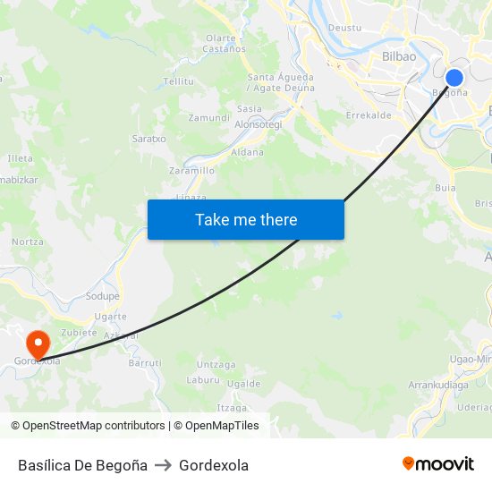 Basílica De Begoña to Gordexola map