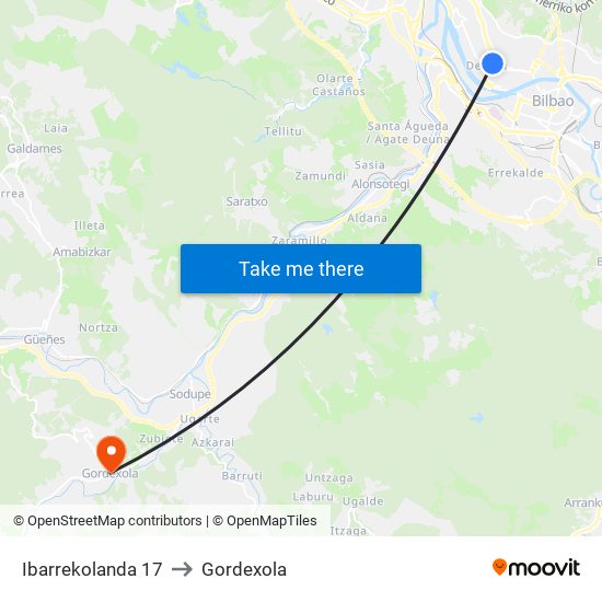 Ibarrekolanda 17 to Gordexola map