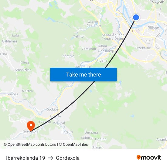 Ibarrekolanda 19 to Gordexola map