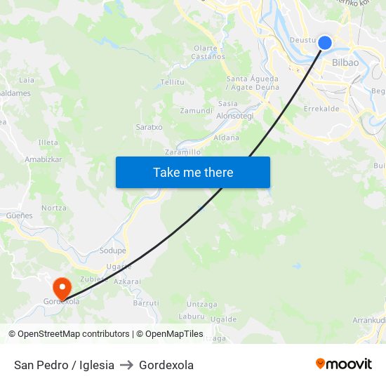 San Pedro / Iglesia to Gordexola map