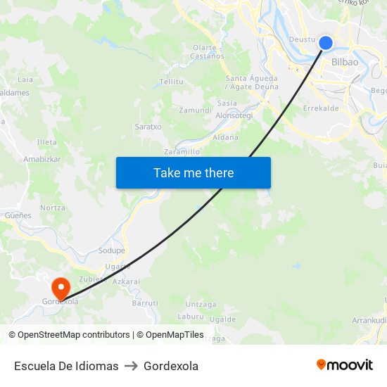 Escuela De Idiomas to Gordexola map