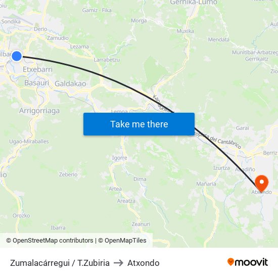 Zumalacárregui / T.Zubiria to Atxondo map