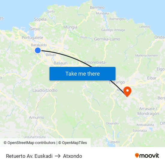 Retuerto Av. Euskadi to Atxondo map
