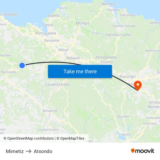 Mimetiz to Atxondo map