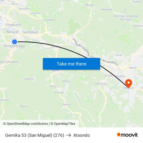 Gernika 53 (San Miguel) (276) to Atxondo map