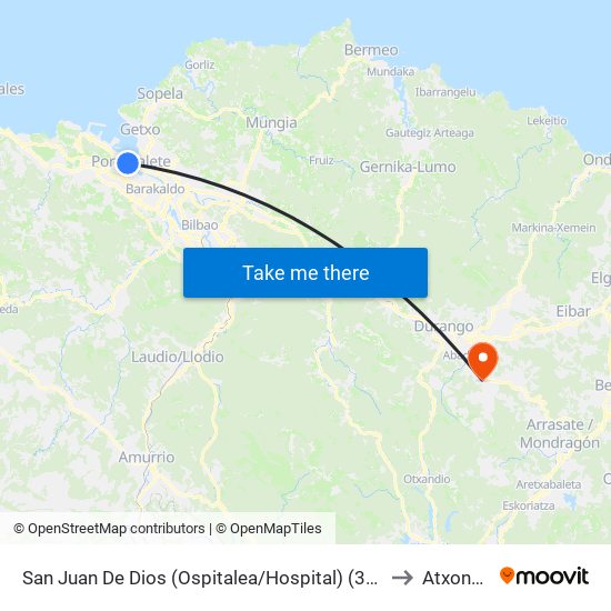 San Juan De Dios (Ospitalea/Hospital) (327) to Atxondo map