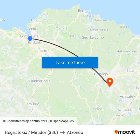 Begiratokia / Mirador (336) to Atxondo map