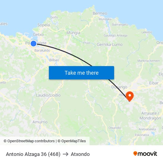 Antonio Alzaga 36 (468) to Atxondo map