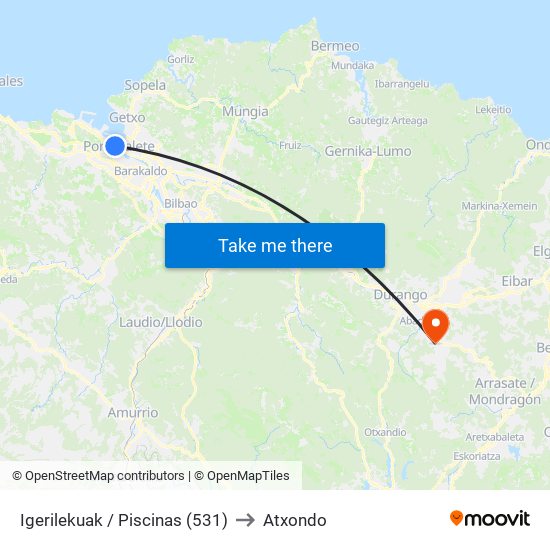 Igerilekuak / Piscinas (531) to Atxondo map