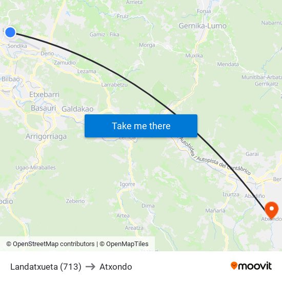 Landatxueta (713) to Atxondo map