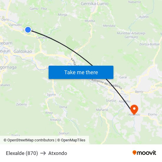 Elexalde (870) to Atxondo map