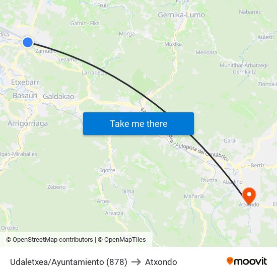 Udaletxea/Ayuntamiento (878) to Atxondo map