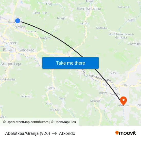Abeletxea/Granja (926) to Atxondo map
