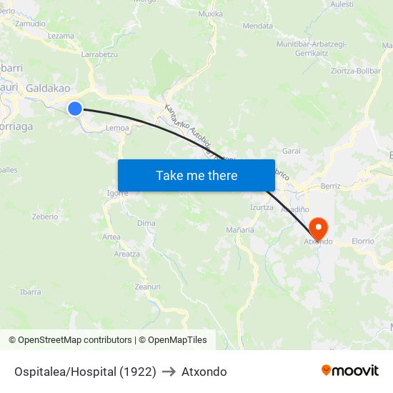 Ospitalea/Hospital (1922) to Atxondo map