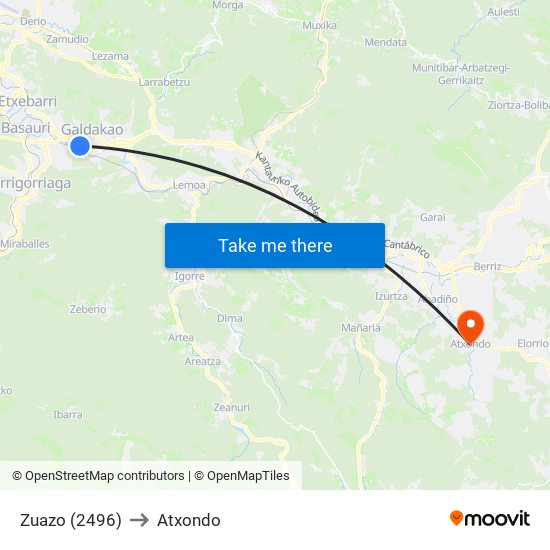 Zuazo (2496) to Atxondo map