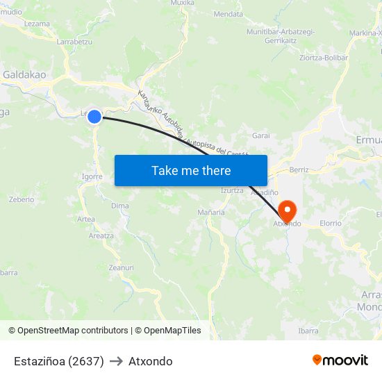 Estaziñoa (2637) to Atxondo map