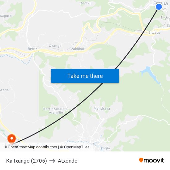 Kaltxango (2705) to Atxondo map