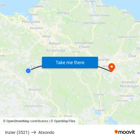 Inzier (3521) to Atxondo map