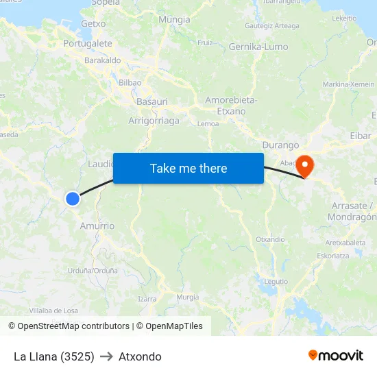 La Llana (3525) to Atxondo map