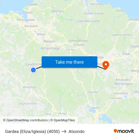 Gardea (Eliza/Iglesia) (4050) to Atxondo map