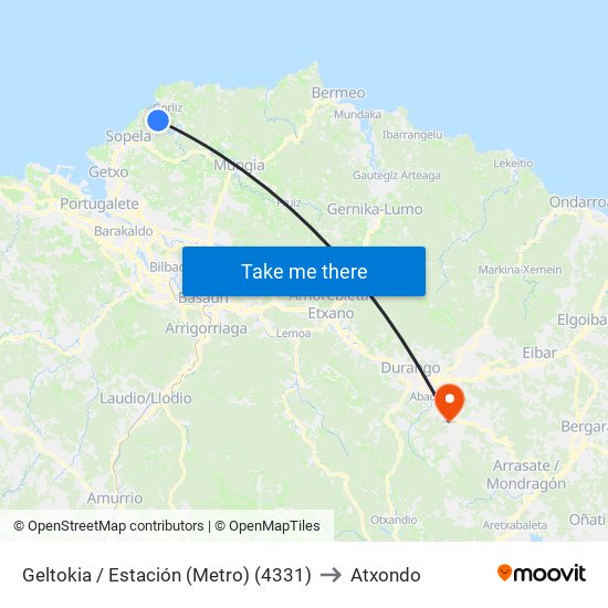 Geltokia / Estación (Metro) (4331) to Atxondo map