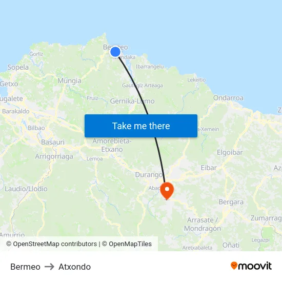 Bermeo to Atxondo map