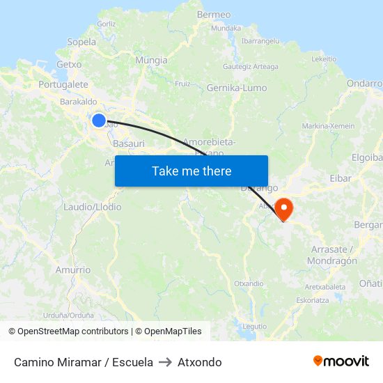 Camino Miramar / Escuela to Atxondo map