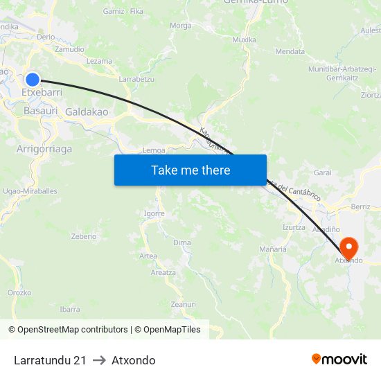 Larratundu 21 to Atxondo map