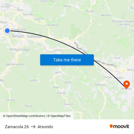 Zamacola 26 to Atxondo map