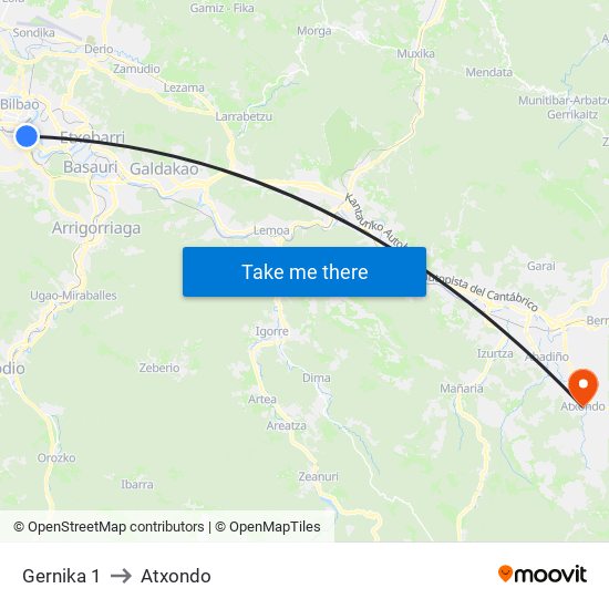 Gernika 1 to Atxondo map