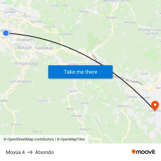 Moyúa 4 to Atxondo map