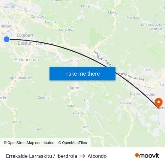 Errekalde-Larraskitu / Iberdrola to Atxondo map