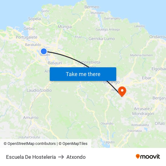 Escuela De Hostelería to Atxondo map