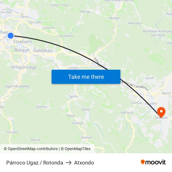 Párroco Ugaz / Rotonda to Atxondo map