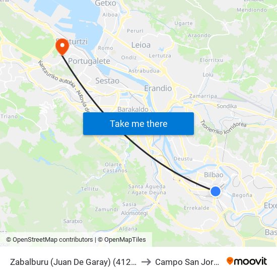 Zabalburu (Juan De Garay) (4121) to Campo San Jorge map